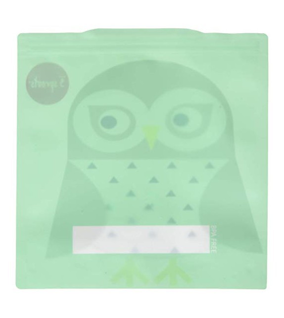 Pack de 2 bolsas reutilizables para bocadillos búho 3Sprouts