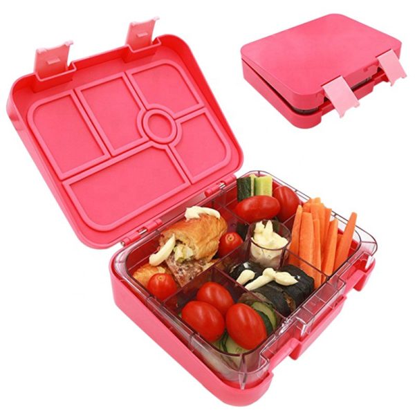 Tupper de tritán con compartimentos rosa