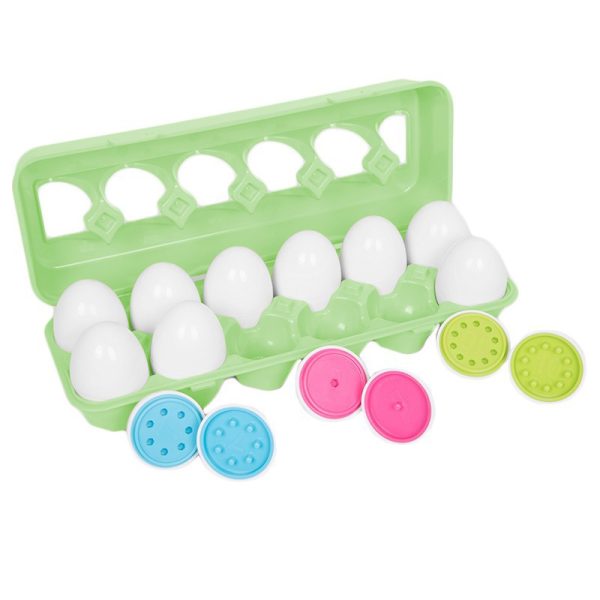 Huevera con 12 huevos de colores con números