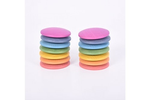 Set de 14 discos de madera arcoiris