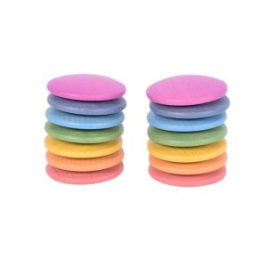 Set de 14 discos de madera arcoiris