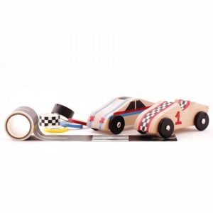 Set de 2 coches de madera y pista