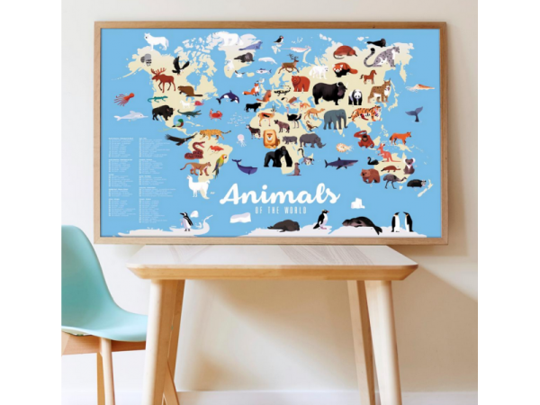 Gran póster de pegatinas animales del mundo