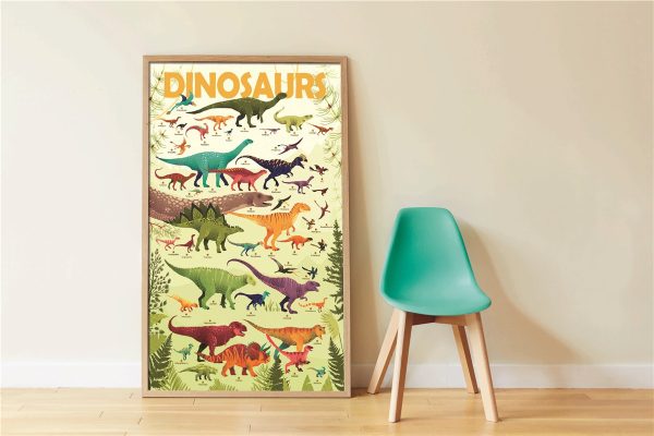 Gran póster de pegatinas dinosaurios