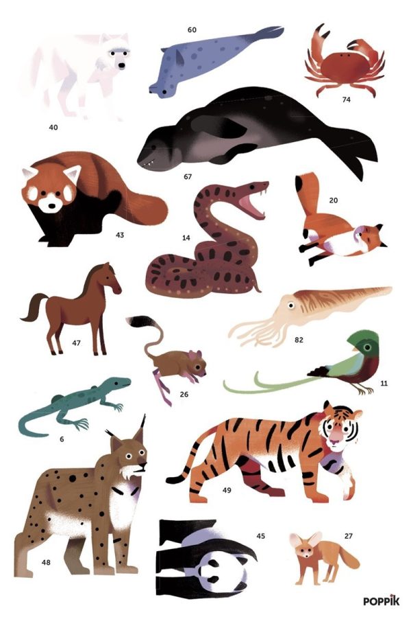 Gran póster de pegatinas animales del mundo