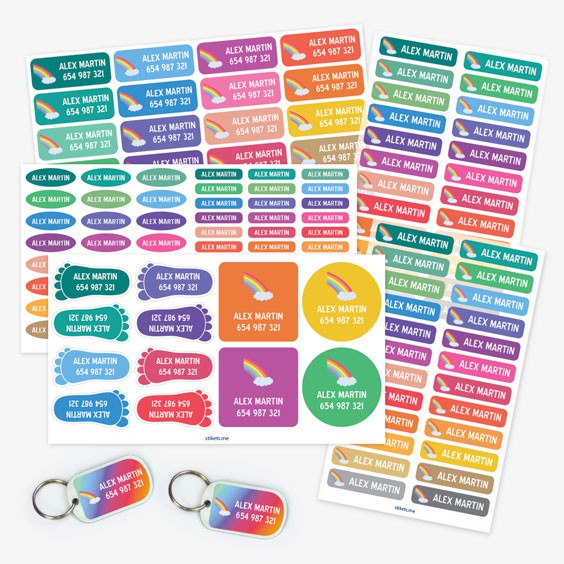 Pack 46 Etiquetas Adhesivas Personalizadas Multicolor Mi Pipo