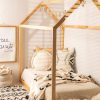 Cama Montessori tipo casita color natural 90 x 190 cm.