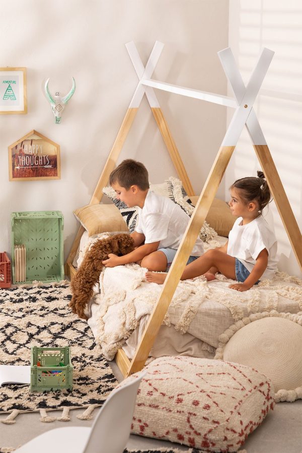 Cama montessori tipi 90 x 190 puntas blancas