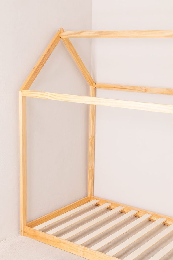 Cama Montessori tipo casita color natural 90 x 190 cm.