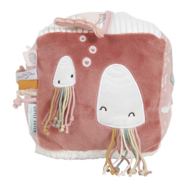 Cubo blandito de actividades para bebé rosa Little Dutch