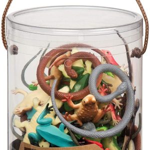 Bote con 60 piezas de reptiles