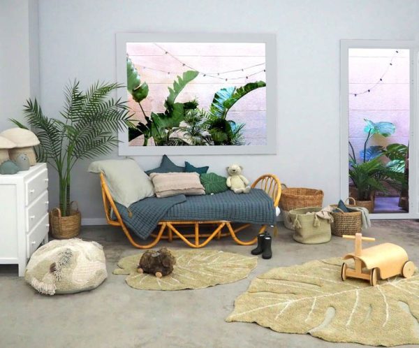 Alfombra Lavable Mini Monstera Olive de Lorena Canals