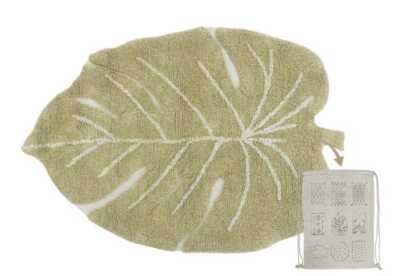 Alfombra Lavable Mini Monstera Olive de Lorena Canals