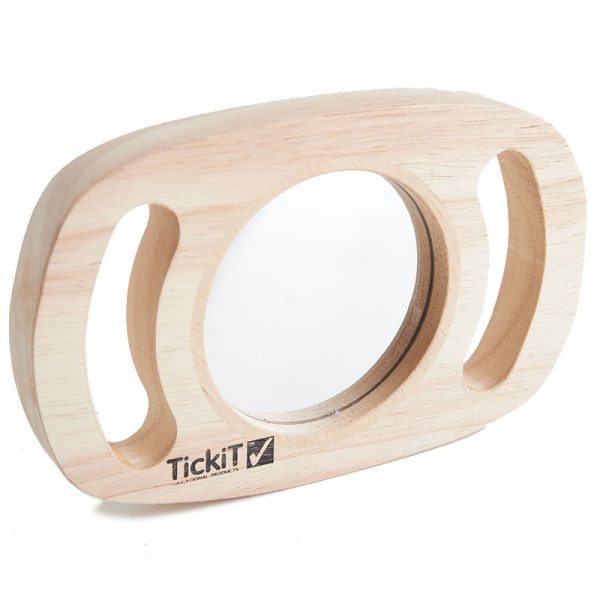Espejo de madera con asas