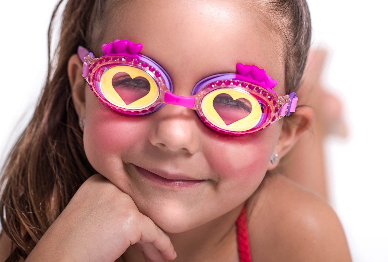 Gafas de natación corazones rosa